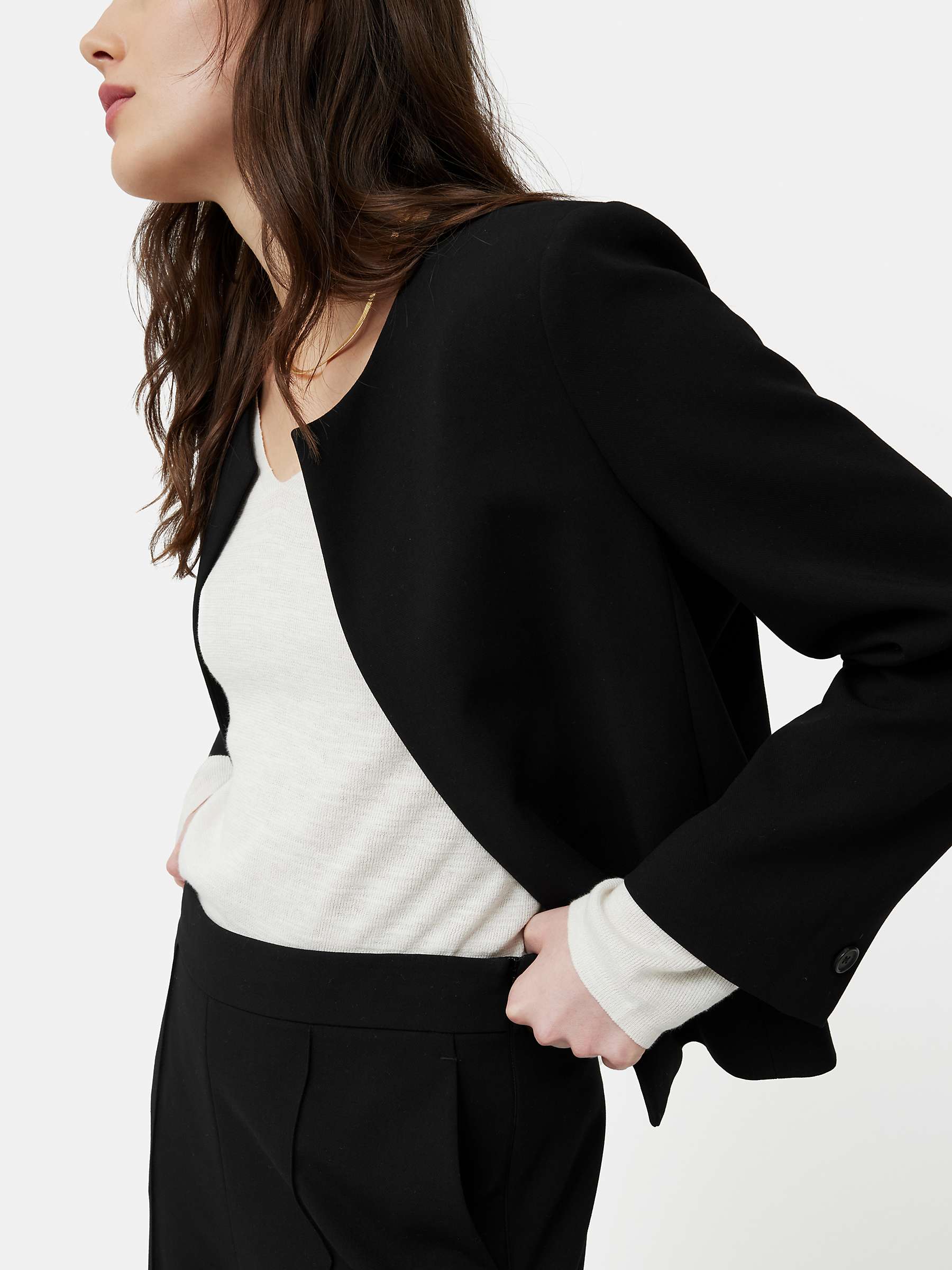 Buy Jigsaw Modern Crepe Cropped Jacket, Black Online at johnlewis.com