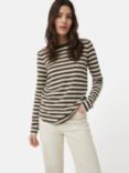 Jigsaw Cotton Slub Stripe Long Sleeve Top, Brown