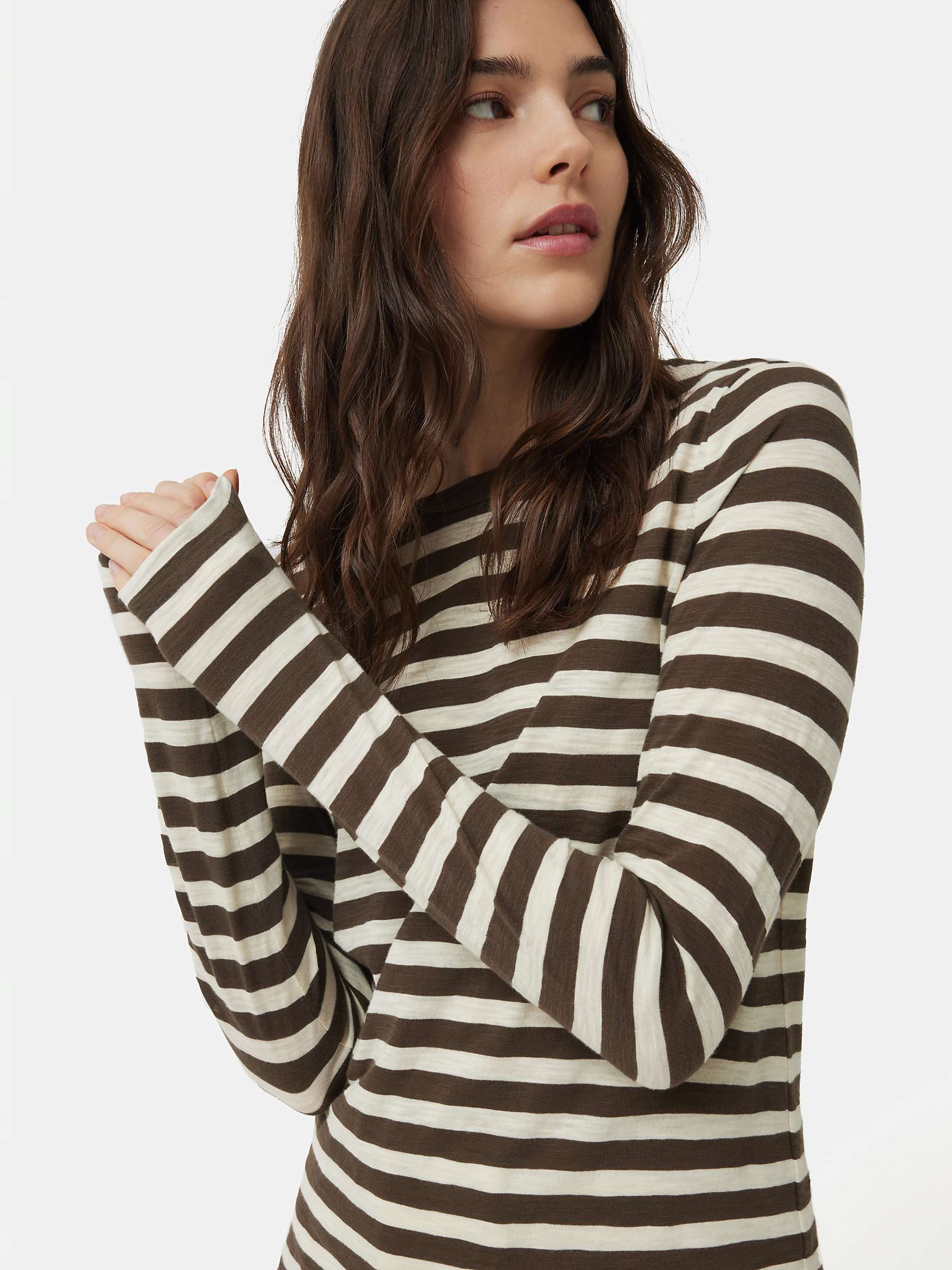 Buy Jigsaw Cotton Slub Stripe Long Sleeve Top Online at johnlewis.com