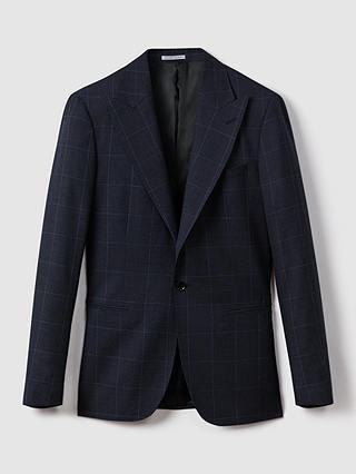 Reiss Klink Check Wool Suit Jacket, Blue