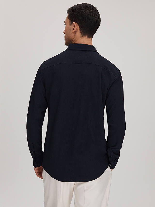Reiss Corsica Long Sleeve Textured Shirt, Navy