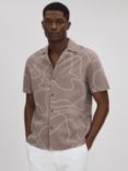 Reiss Menton Short Sleeve Swirl Shirt, Taupe