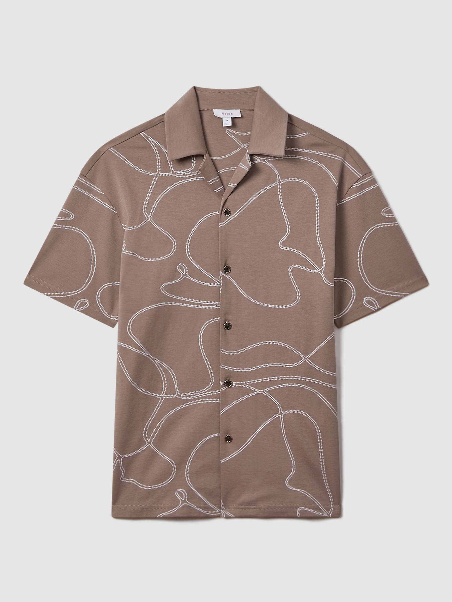 Buy Reiss Menton Short Sleeve Swirl Shirt, Taupe Online at johnlewis.com