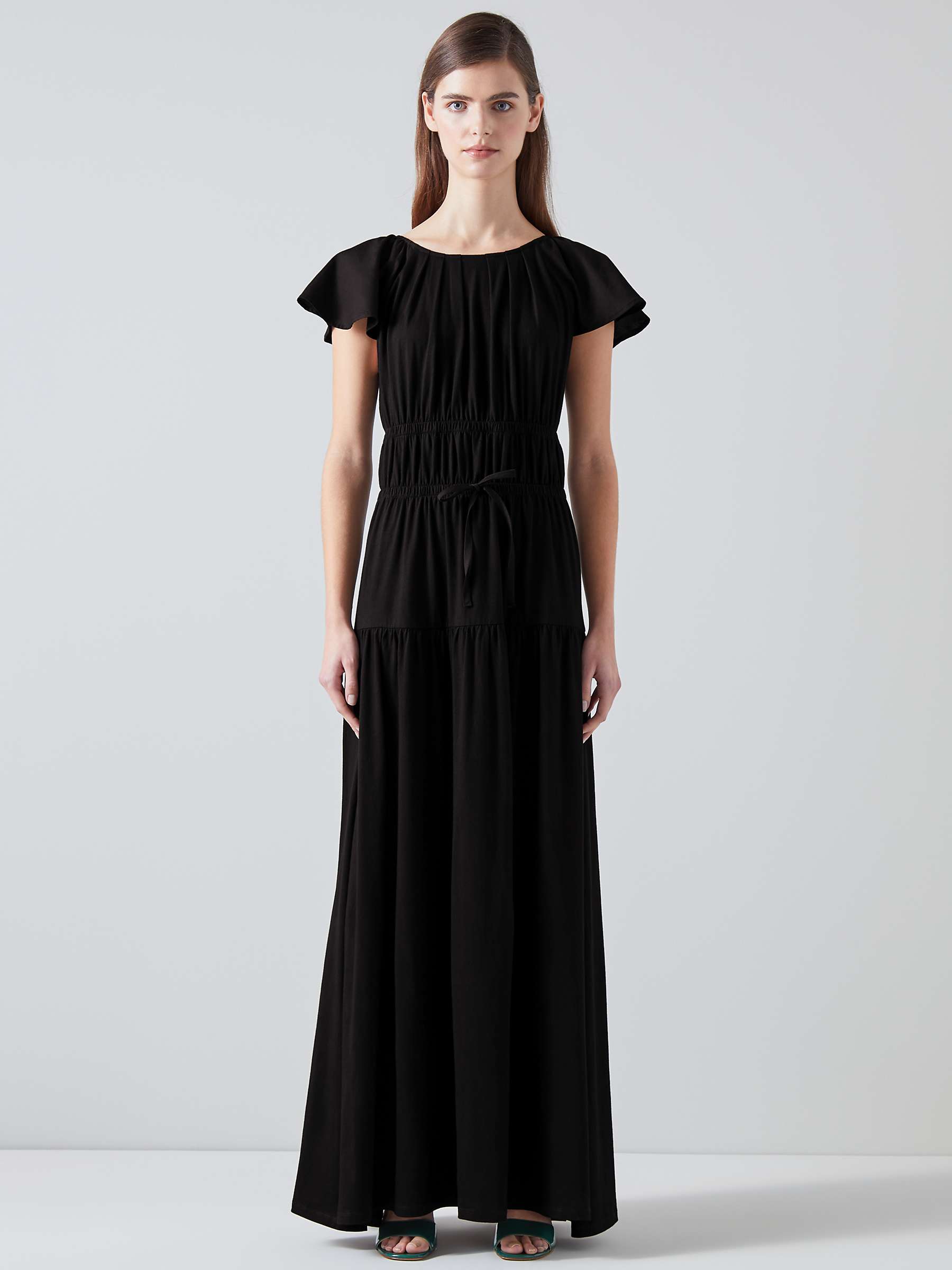 Buy L.K.Bennett Carla Flutter Sleeve Jersey Maxi Dress, Black Online at johnlewis.com