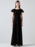 L.K.Bennett Carla Flutter Sleeve Jersey Maxi Dress, Black