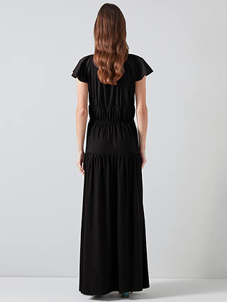 L.K.Bennett Carla Flutter Sleeve Jersey Maxi Dress, Black