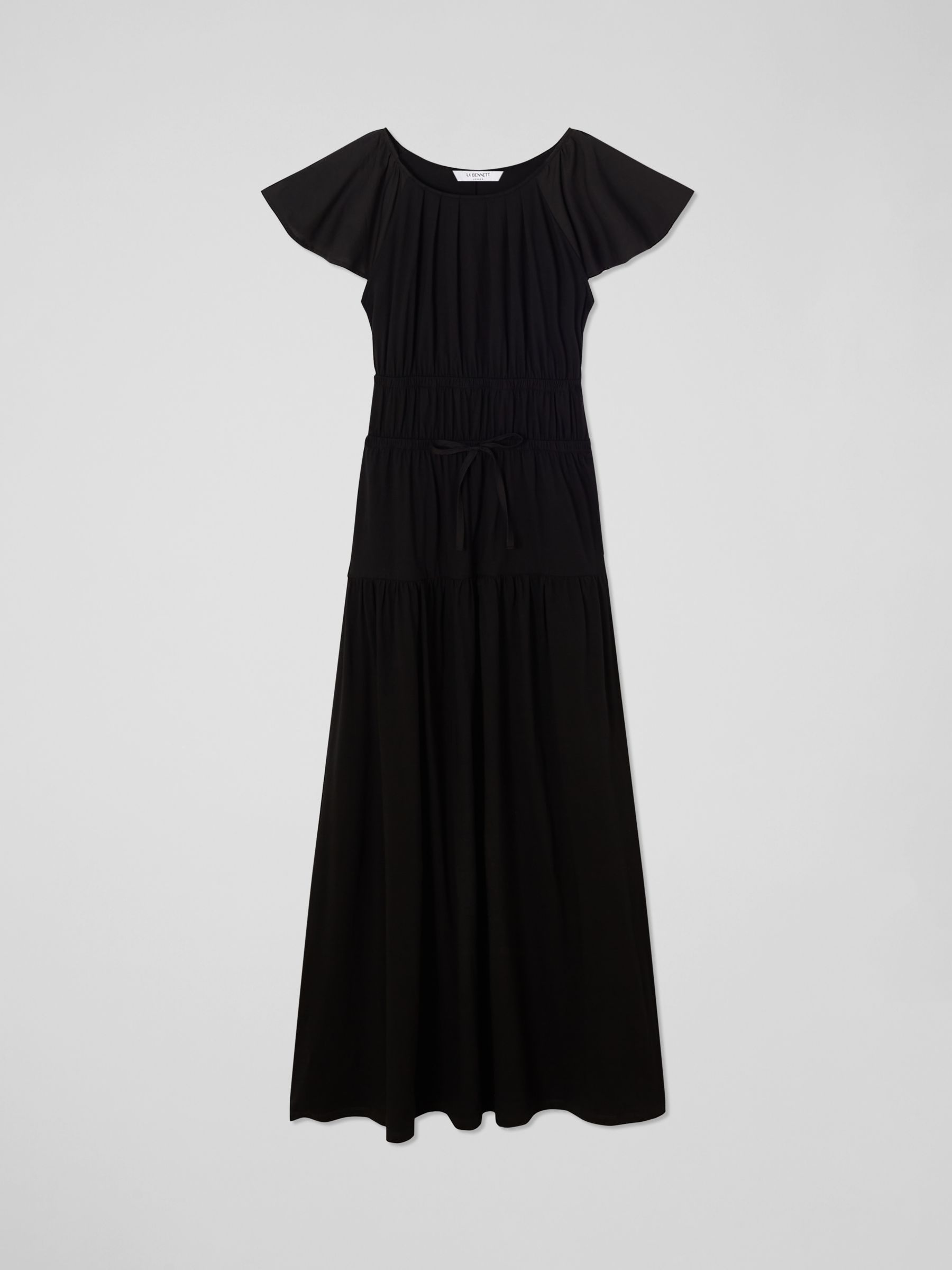 Buy L.K.Bennett Carla Flutter Sleeve Jersey Maxi Dress, Black Online at johnlewis.com