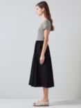 L.K.Bennett Serina Stripe Jersey & Cotton Midi Dress, Black/White