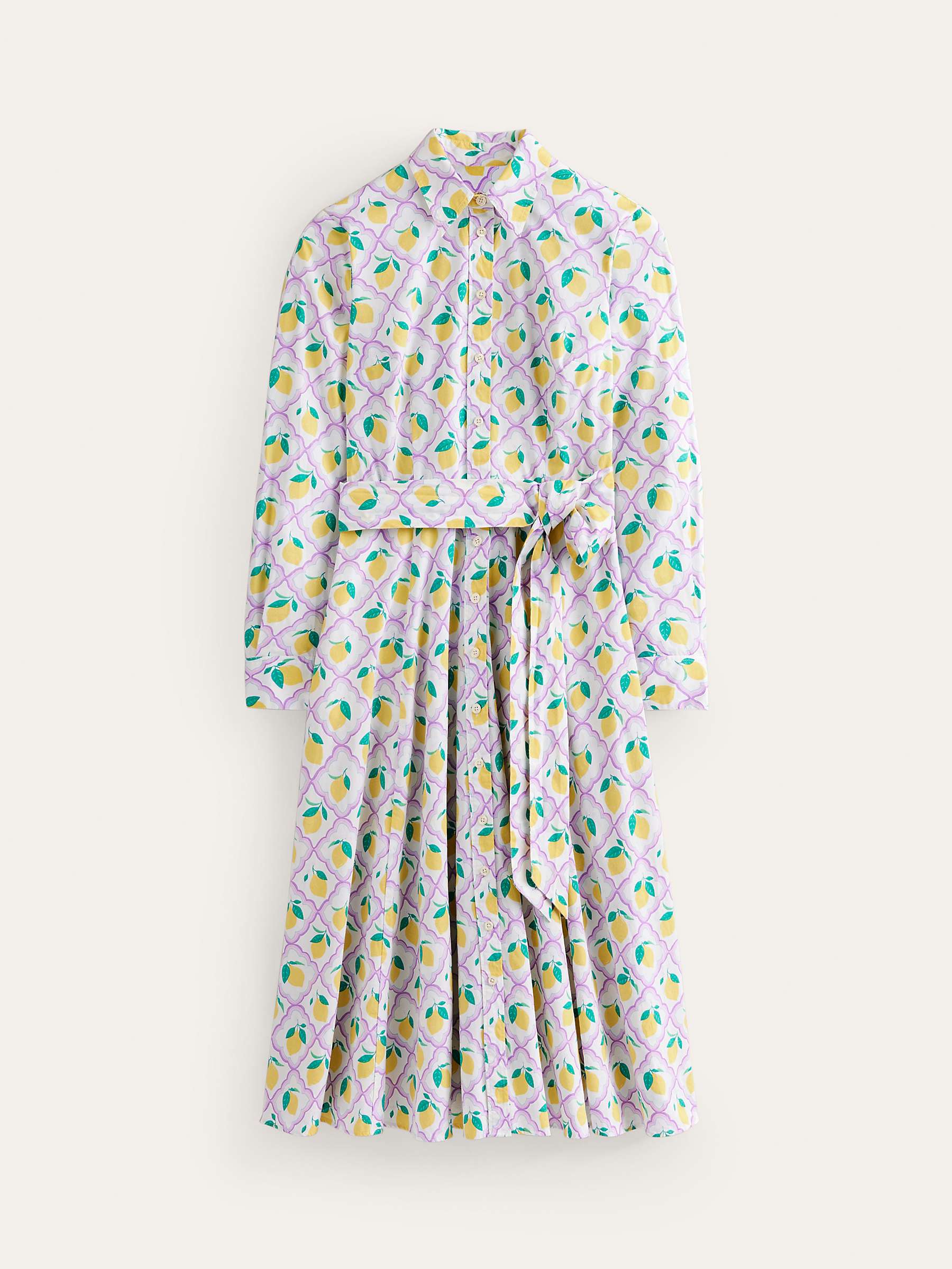 Buy Boden Amy Lemon Grove Print Midi Cotton Shirt Dress, Lavender/Multi Online at johnlewis.com