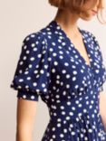 Boden Elsa Spot Print Midi Tea Dress, Navy, Navy