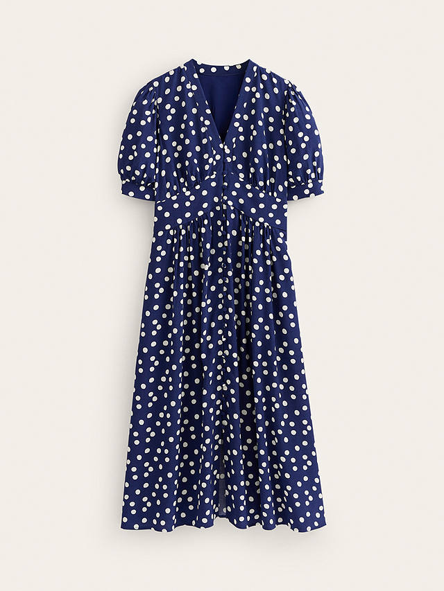 Boden Elsa Spot Print Midi Tea Dress, Navy