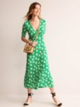 Boden Rebecca Peony Sprig Midi Jersey Dress, Green, Green