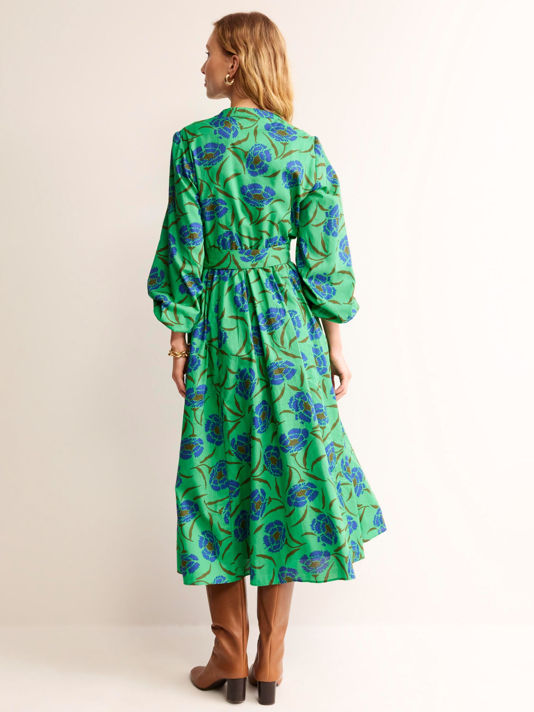Buy Boden Jen Floral Print Cotton Midi Dress, Peony Sprig Online at johnlewis.com