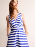 Boden Panelled Bodice Stripe Midi Dress, Surf The Web/White