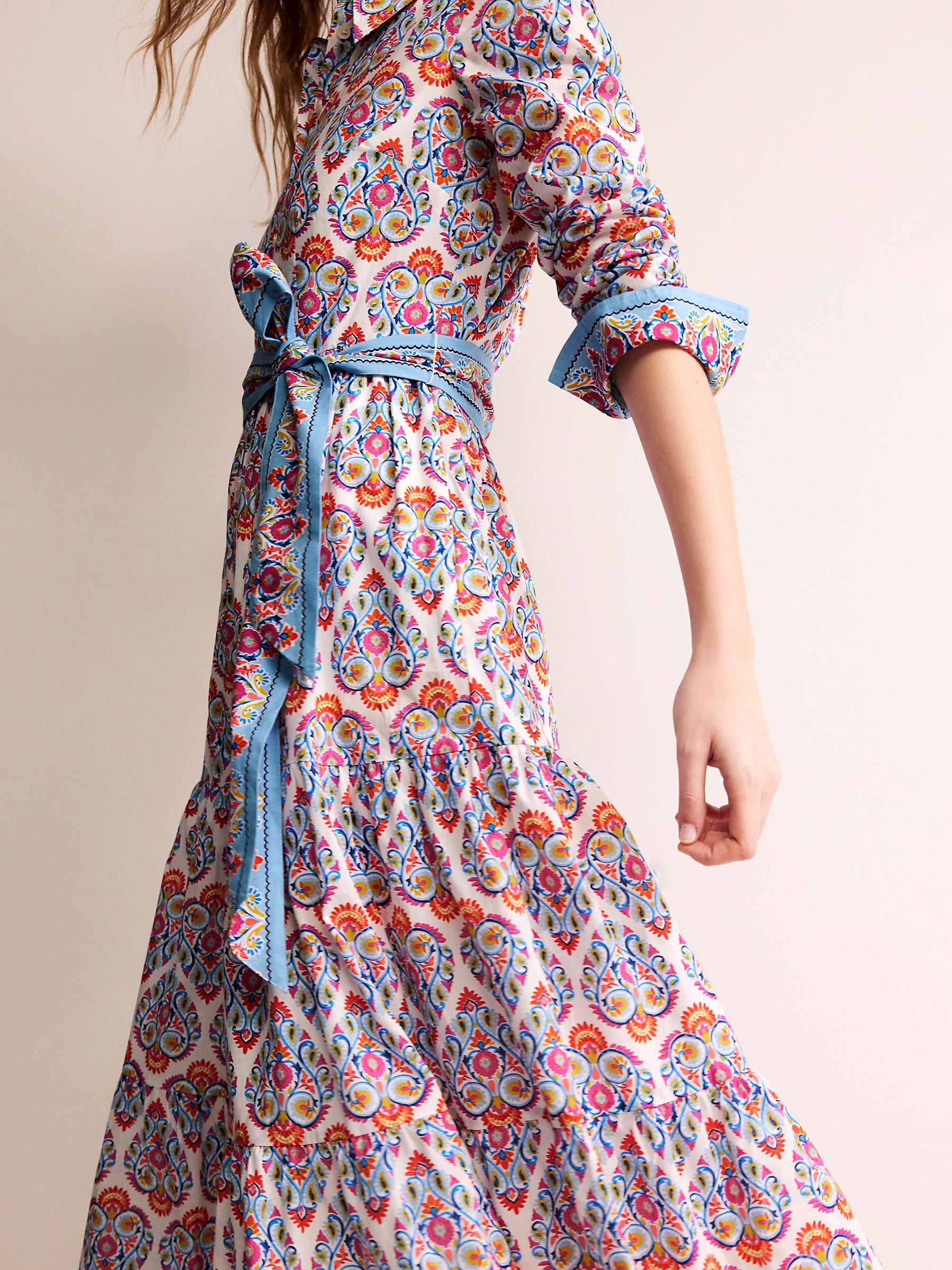 Buy Boden Flo Cotton Midi Shirt Dress, Flora Stamp Online at johnlewis.com