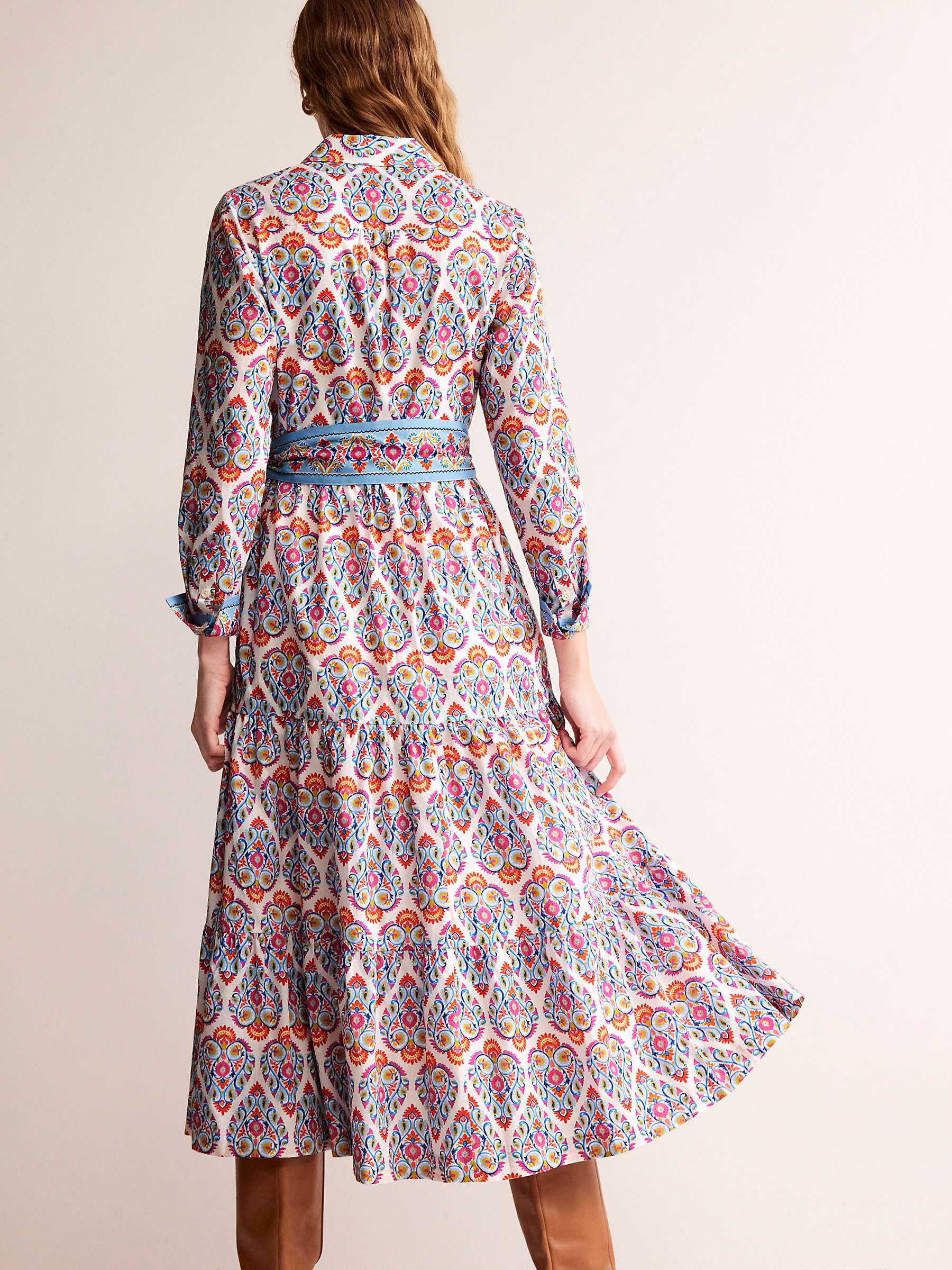 Buy Boden Flo Cotton Midi Shirt Dress, Flora Stamp Online at johnlewis.com