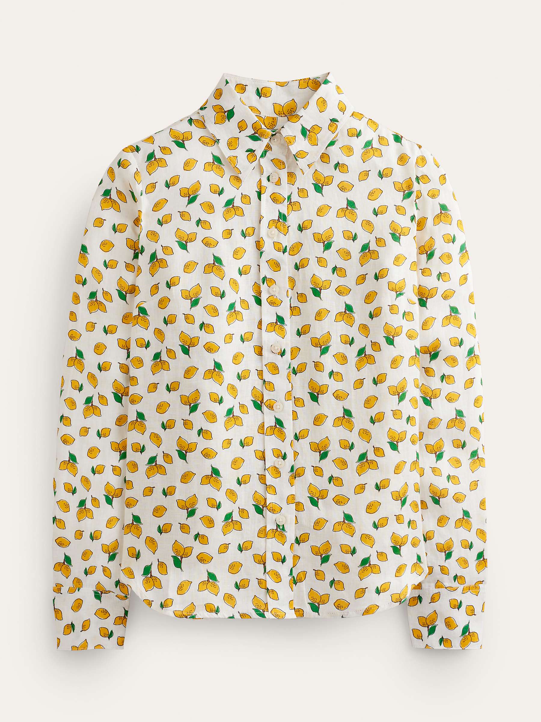 Buy Boden Sienna Linen Lemon Print Shirt, Ivory/Amalfi Lemons Online at johnlewis.com