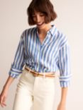 Boden Connie Striped Linen Shirt, Cobalt/White