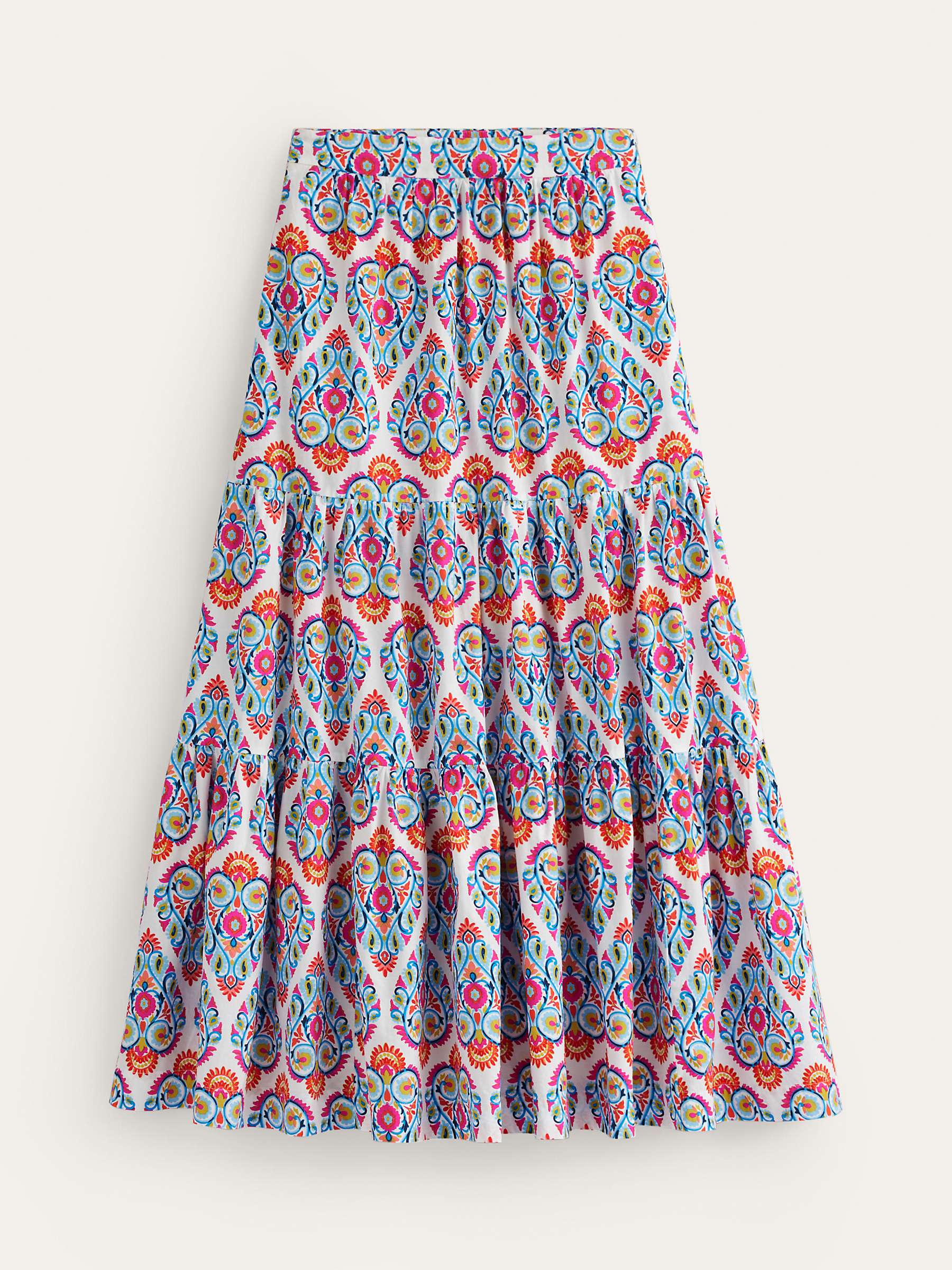 Buy Boden Lorna Tiered Maxi Skirt, Multi/Flora Stamp Online at johnlewis.com