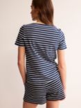 Boden Crochet Lemon Striped T-shirt, Navy/Multi, Navy/Multi