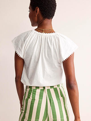 Boden Millie Lace Trim Detail Cotton Top, White