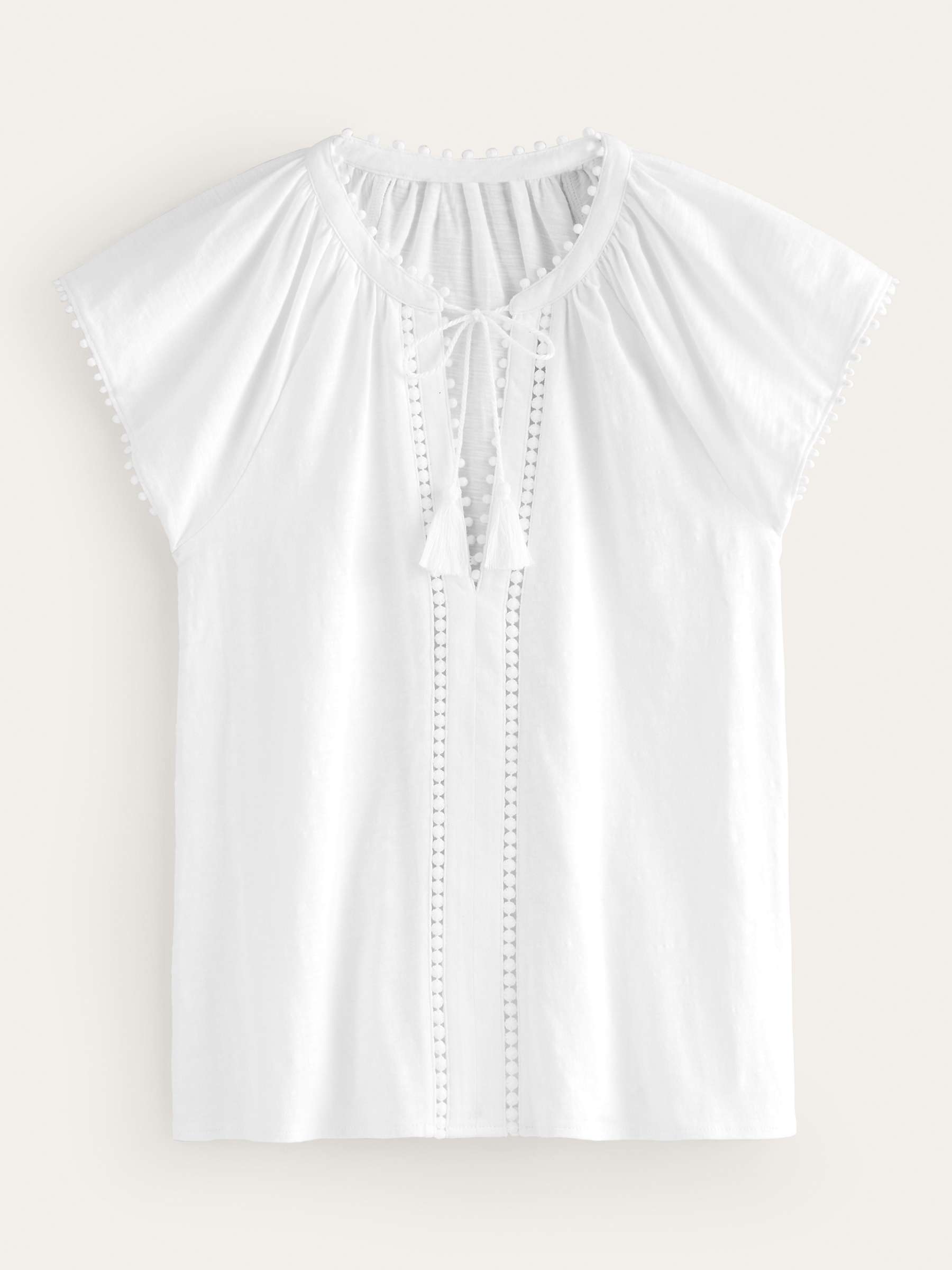 Buy Boden Millie Lace Trim Detail Cotton Top, White Online at johnlewis.com