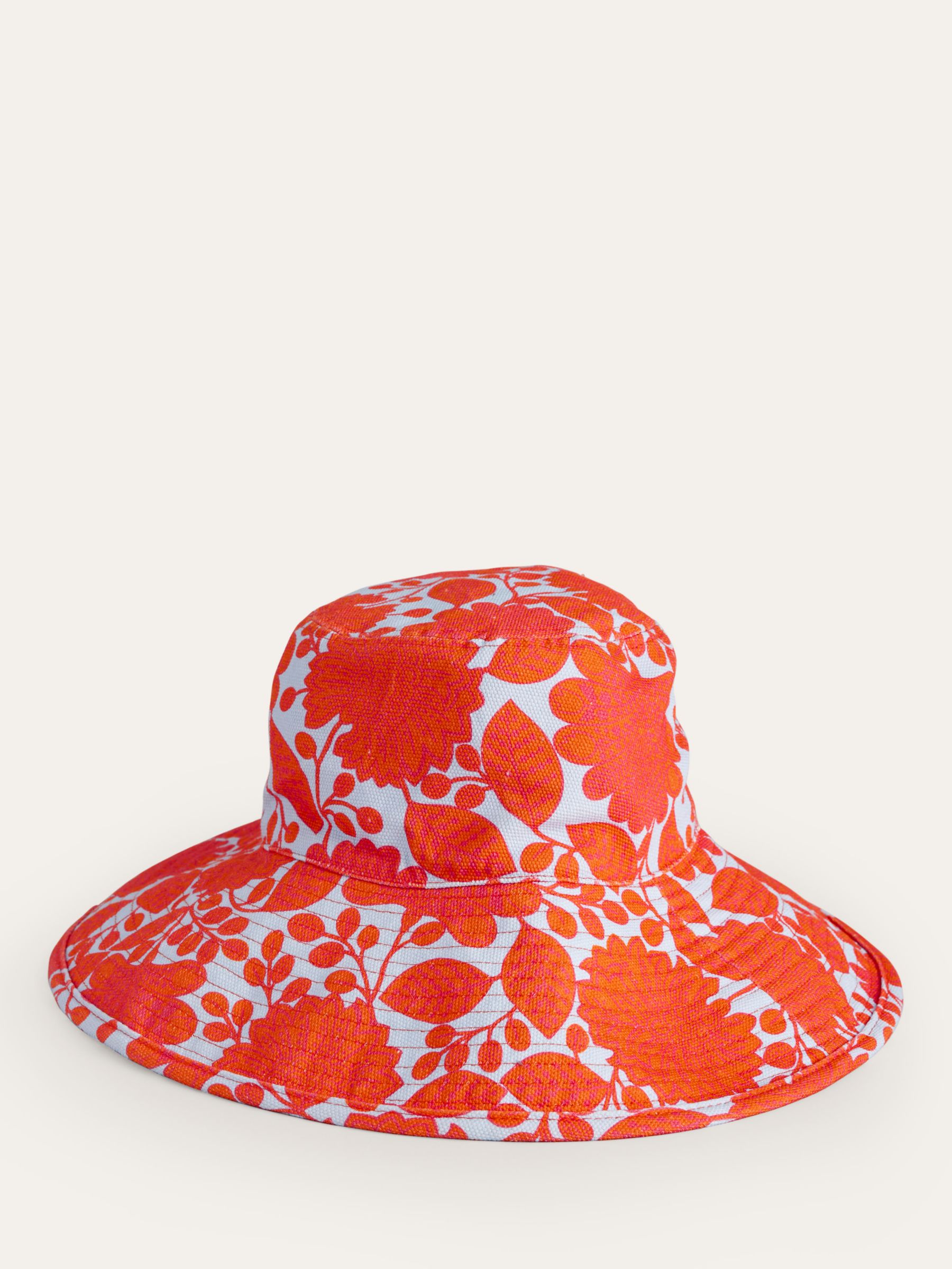 Boden Abstract Floral Print Canvas Bucket Hat, Firecracker Swirl, One Size