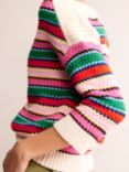 Boden Textured Stripe Cotton Jumper, Multi, Multi