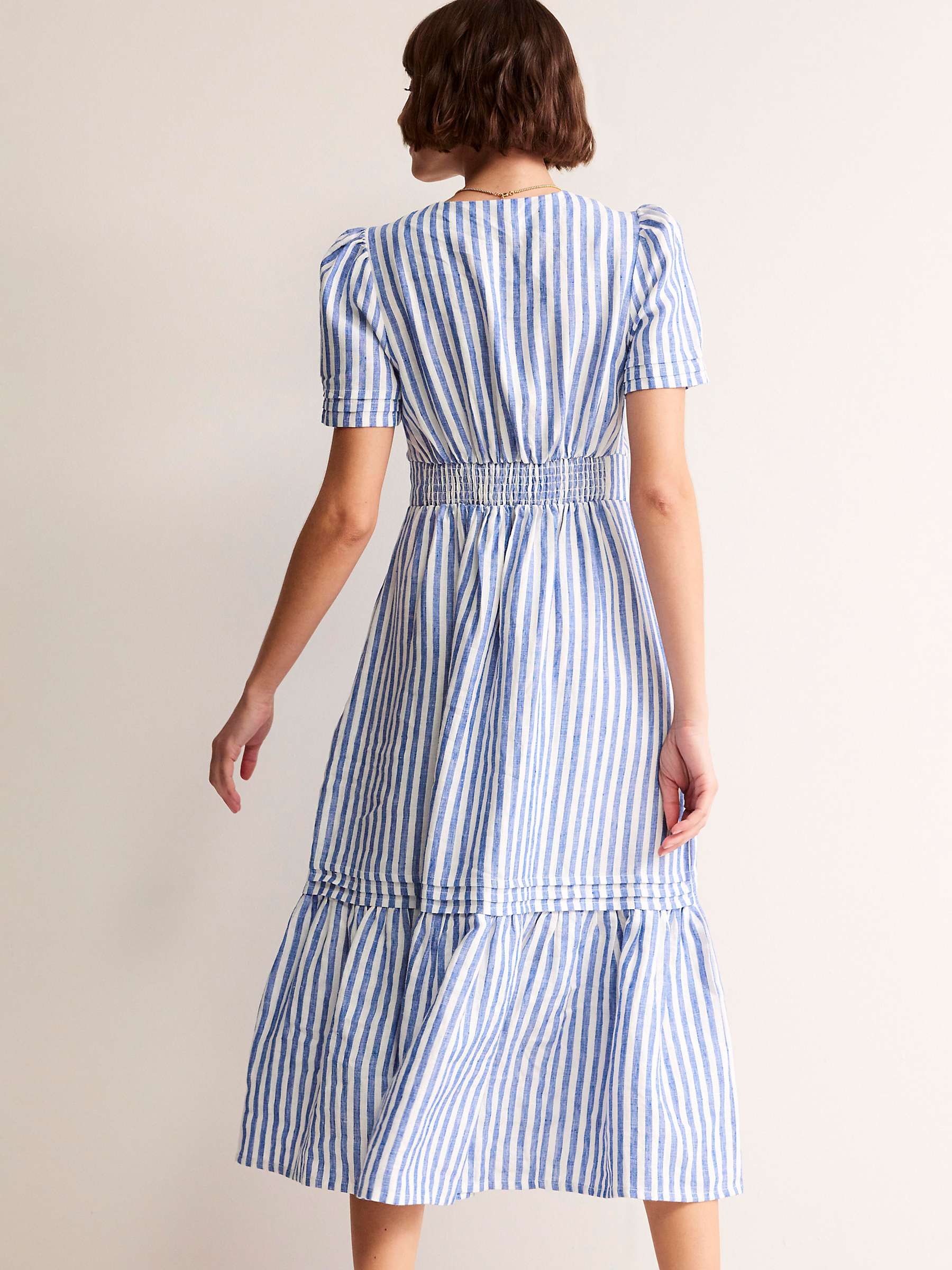 Buy Boden Eve Stripe Linen Midi Dress, Surf The Web Online at johnlewis.com