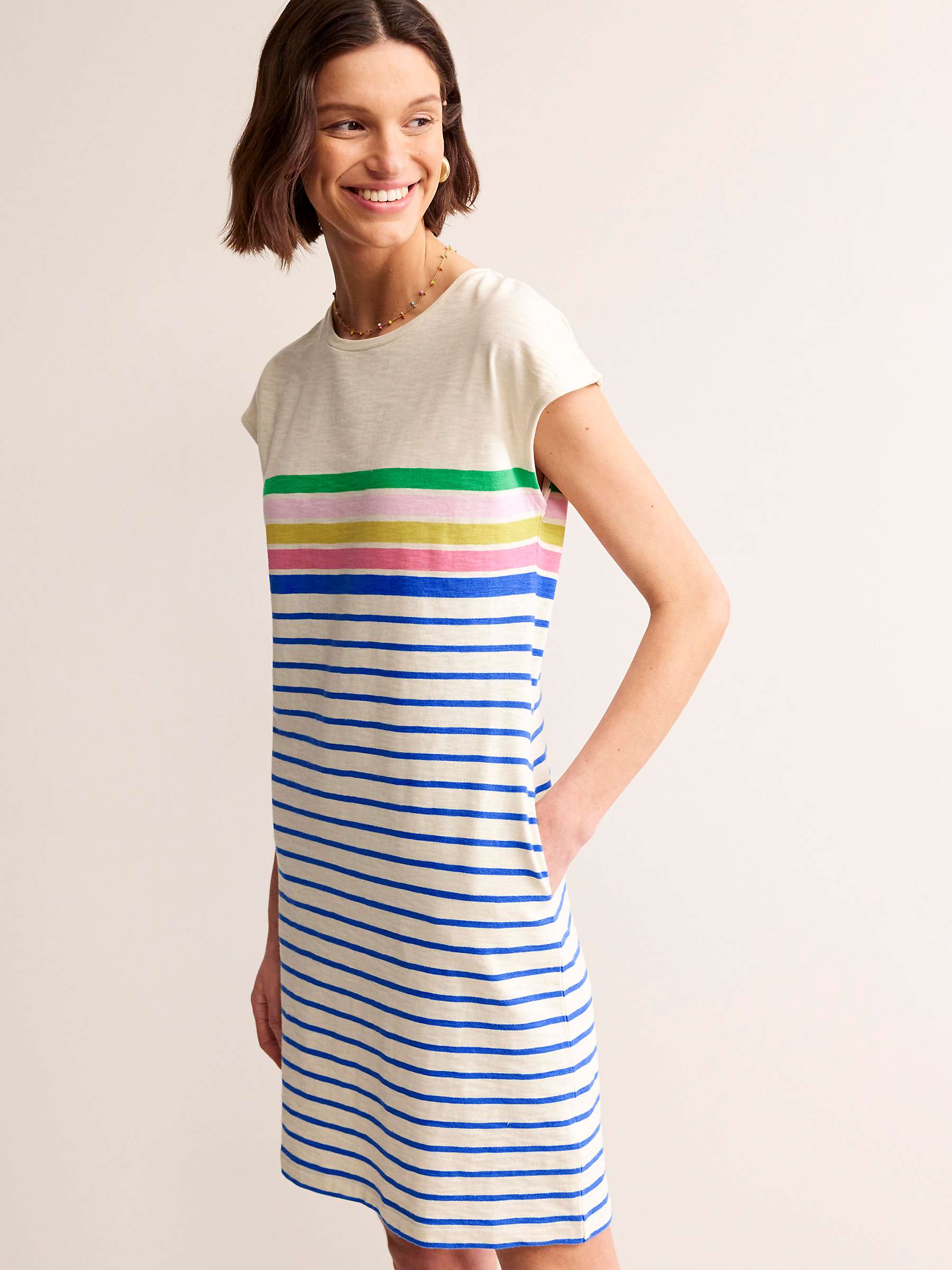 Buy Boden Leah Jersey T-Shirt Dress, Green Sangria Stripe Online at johnlewis.com