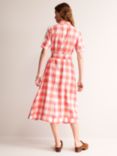 Boden Louise Checked Linen Midi Shirt Dress, Porcelain/Rose