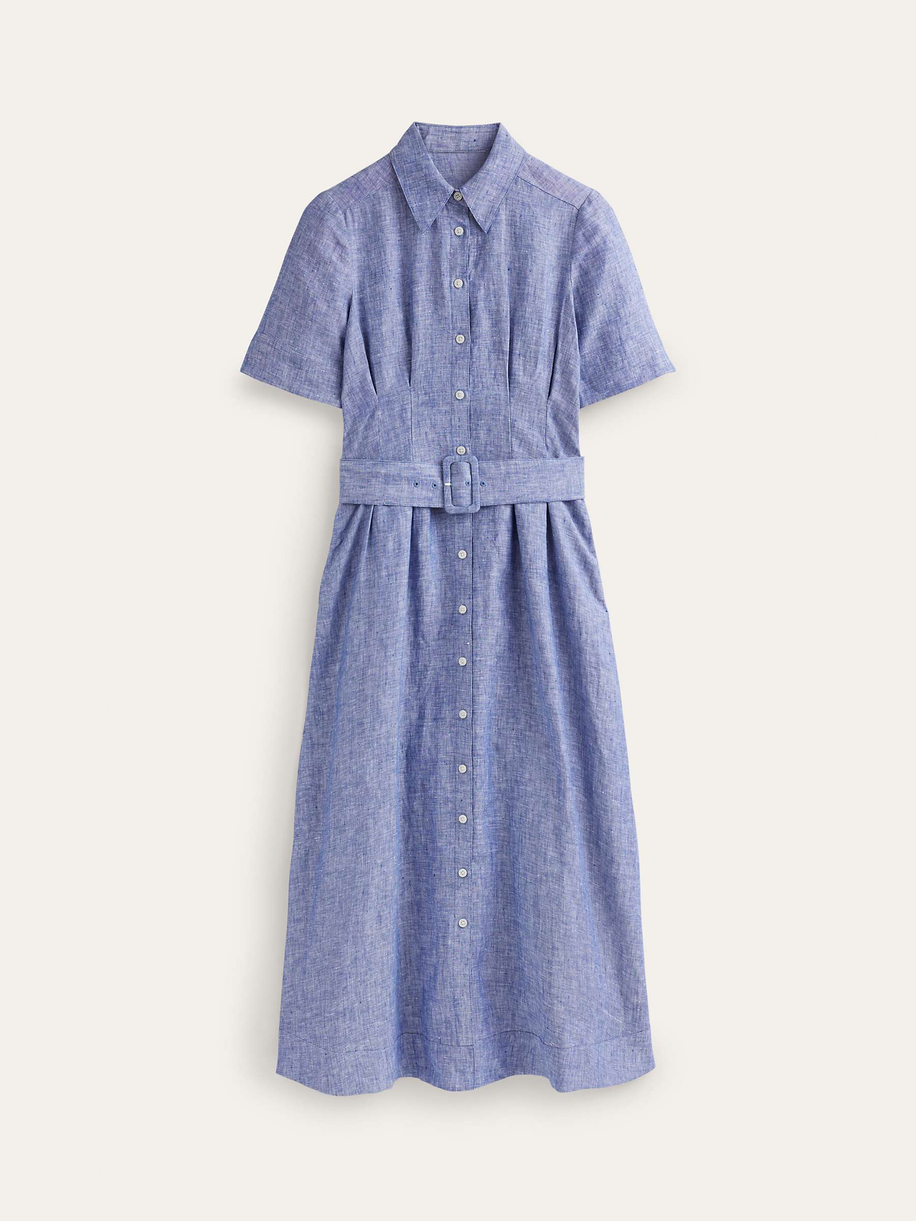 Buy Boden Louise Linen Midi Shirt Dress, Blue Chambray Online at johnlewis.com
