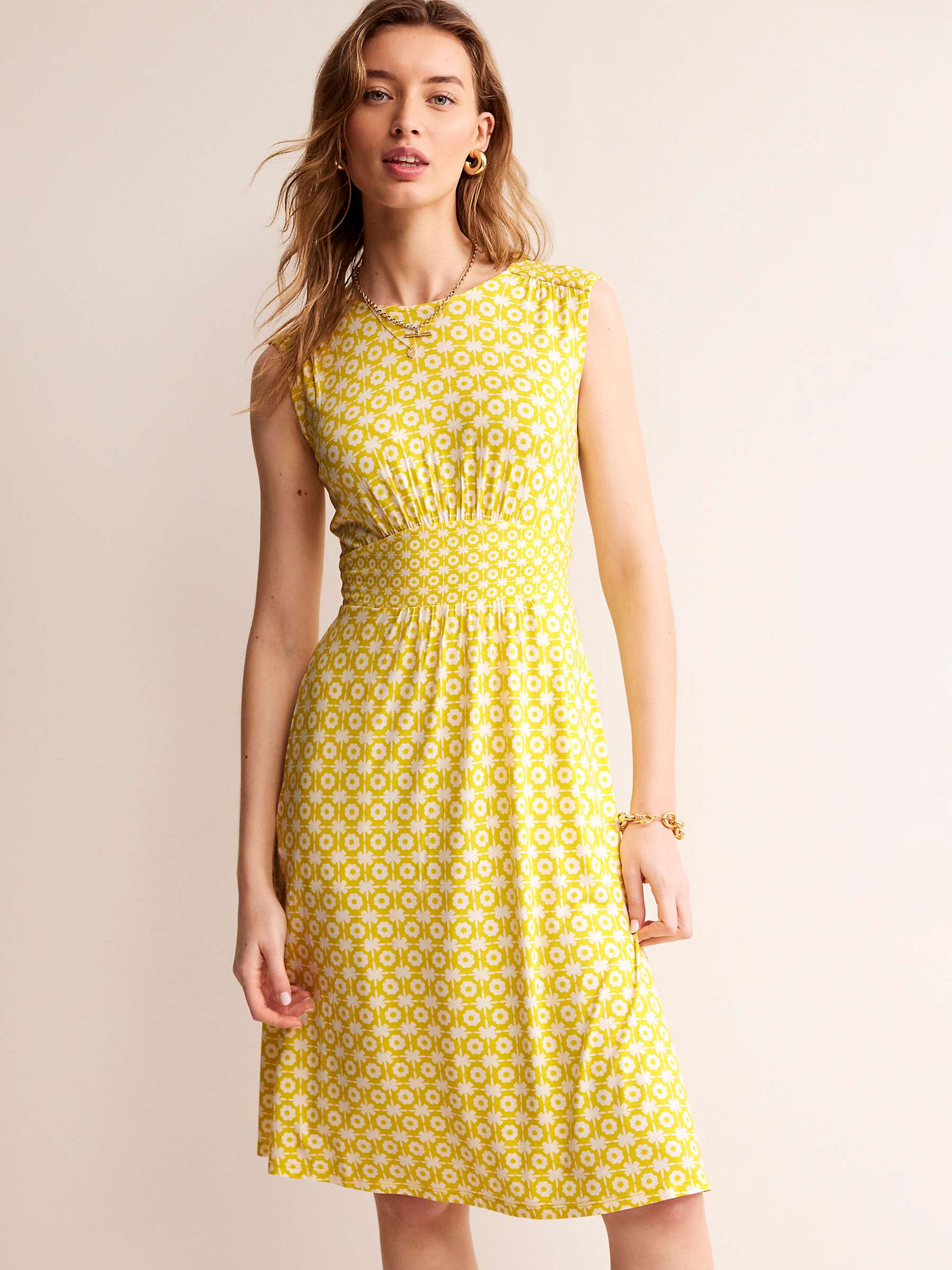 Buy Boden Thea Tile Print Jersey Midi Dress, Passionfruit Online at johnlewis.com