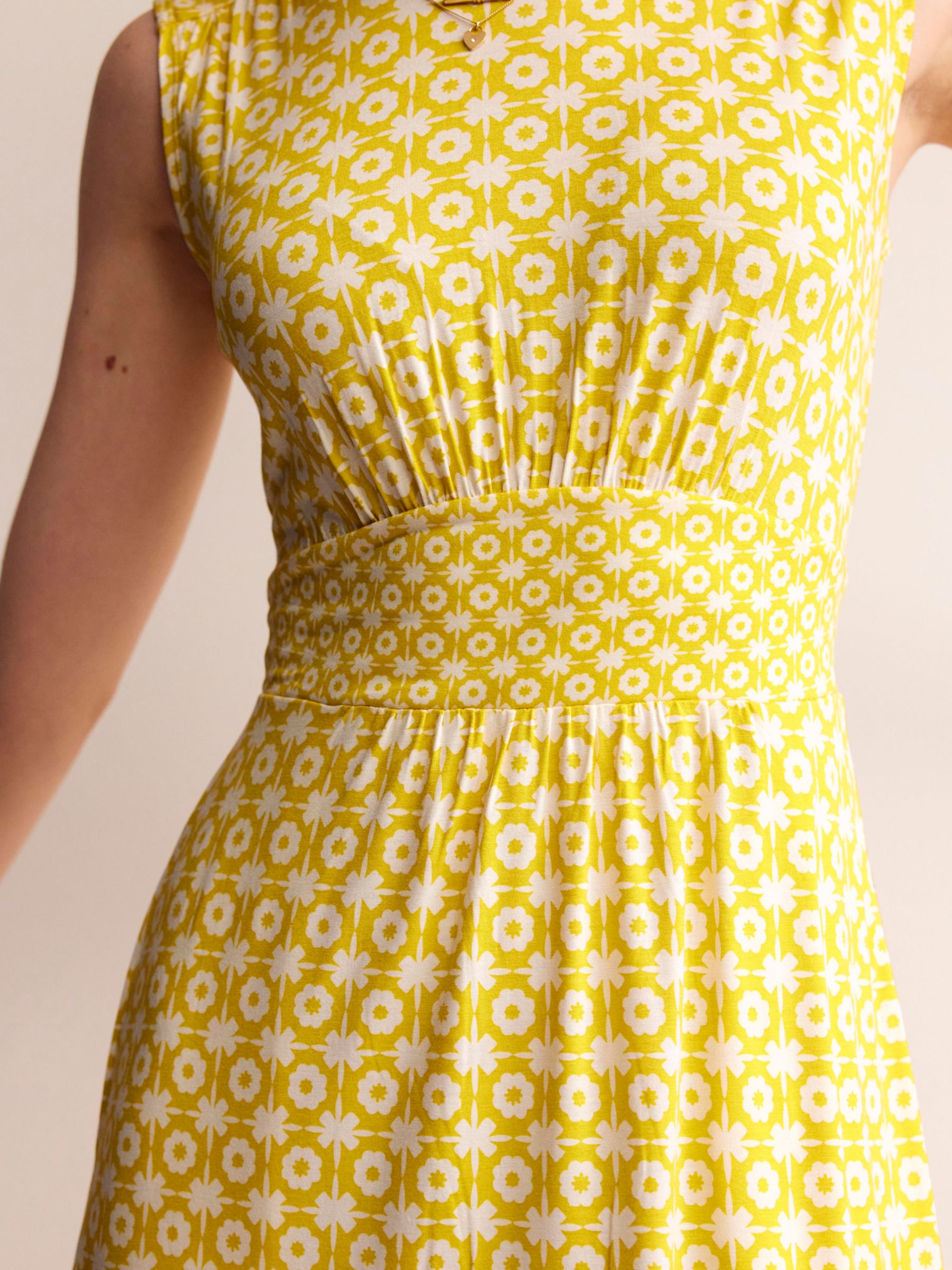Boden Thea Tile Print Jersey Midi Dress, Passionfruit, 12
