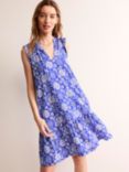Boden Daisy Botanical Print Jersey Dress, Blue/White