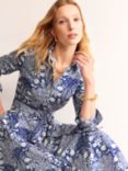 Boden Amy Floral Midi Cotton Shirt Dress, Blue/White