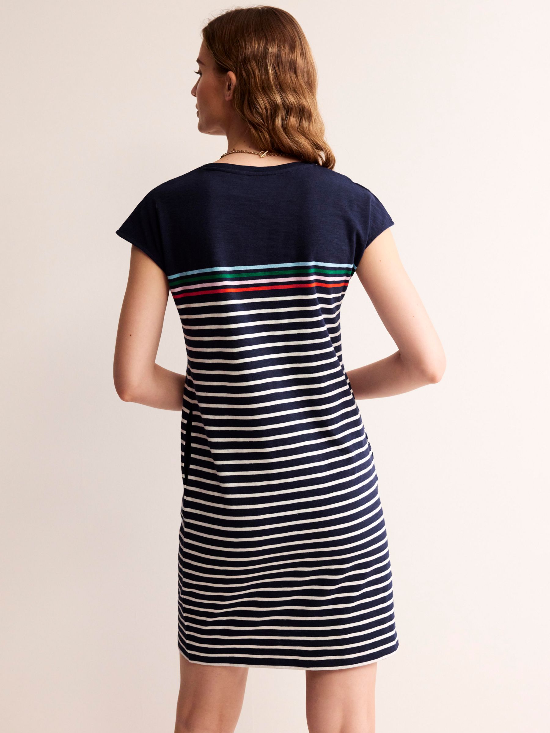 Buy Boden Leah Jersey T-Shirt Dress, Navy/Ivory Stripe Online at johnlewis.com