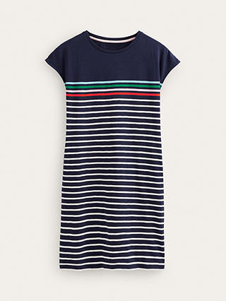 Boden Leah Jersey T-Shirt Dress, Navy/Ivory Stripe