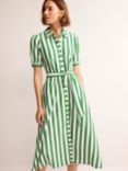 Boden Libby Jersey Midi Shirt Dress, Green/Ivory Stripe