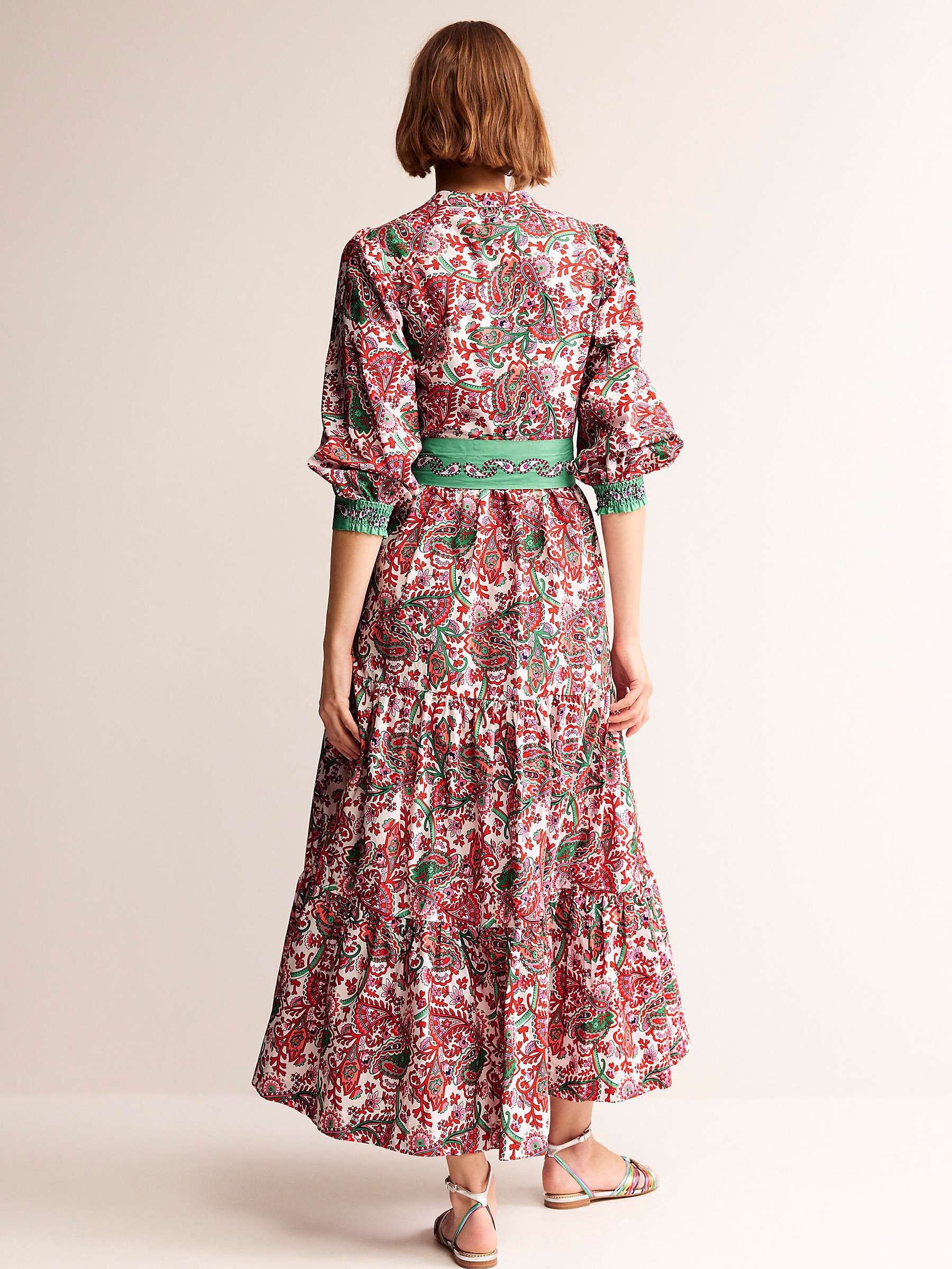 Buy Boden Alba Paisley Print Tiered Maxi Cotton Dress, Multi Online at johnlewis.com