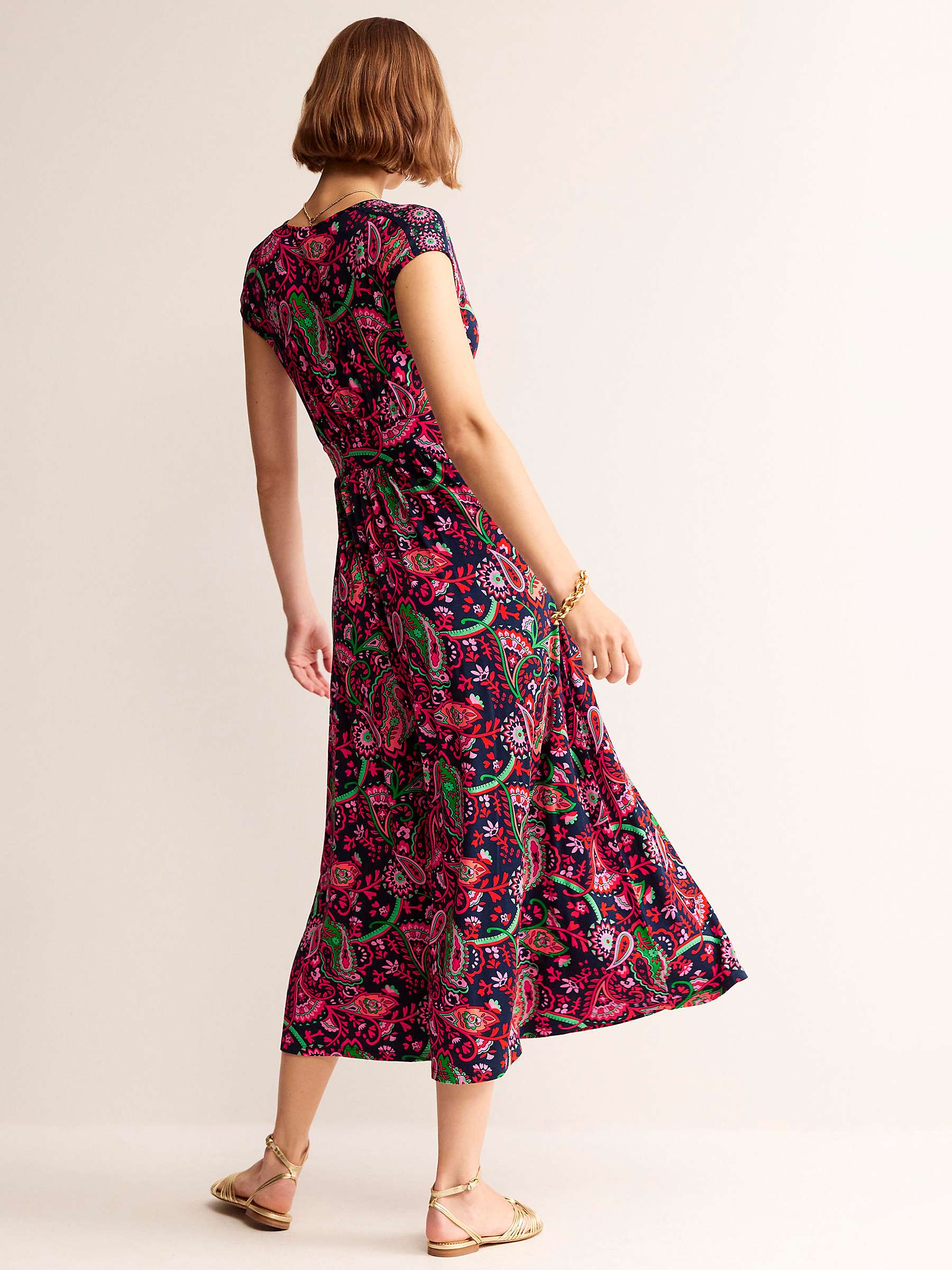 Buy Boden Vanessa Paisley Print Midi Wrap Jersey Dress, Navy/Multi Online at johnlewis.com