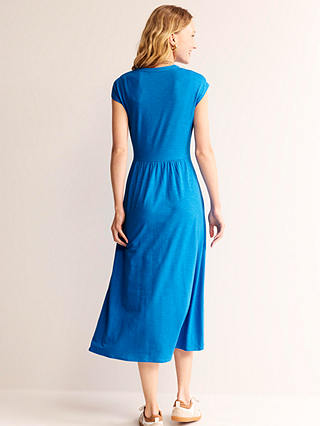 Boden Chloe Notch Jersey Midi Dress, Brilliant Blue