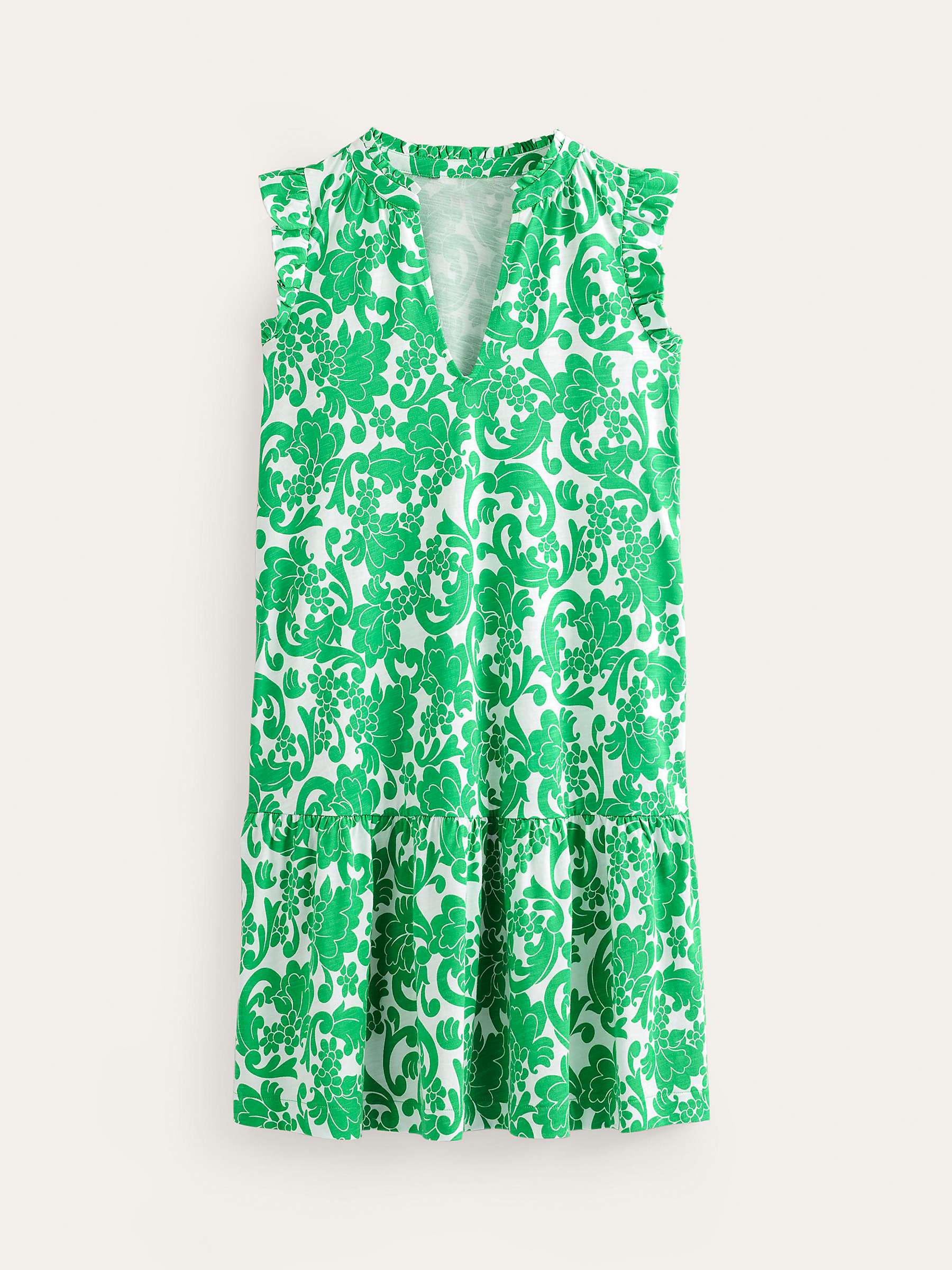 Buy Boden Daisy Jersey Short Tier Dress, Green Opulent Whirl Online at johnlewis.com
