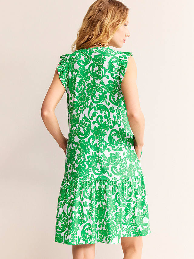 Boden Daisy Jersey Short Tier Dress, Green Opulent Whirl