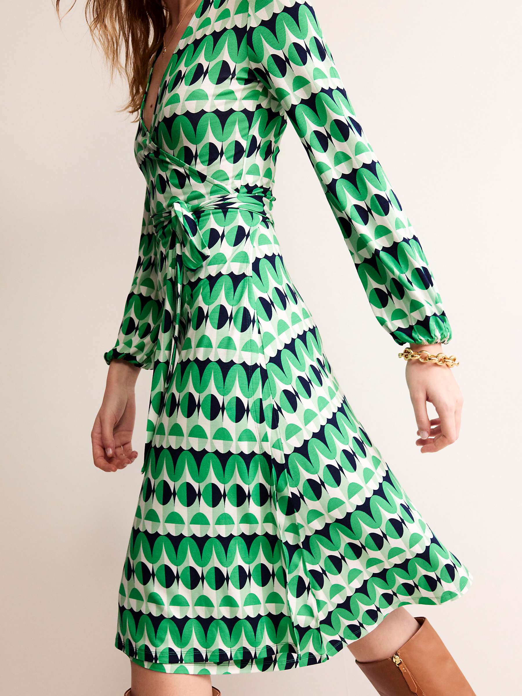 Buy Boden Joanna Jersey Midi Wrap Dress, Green Illusion Online at johnlewis.com
