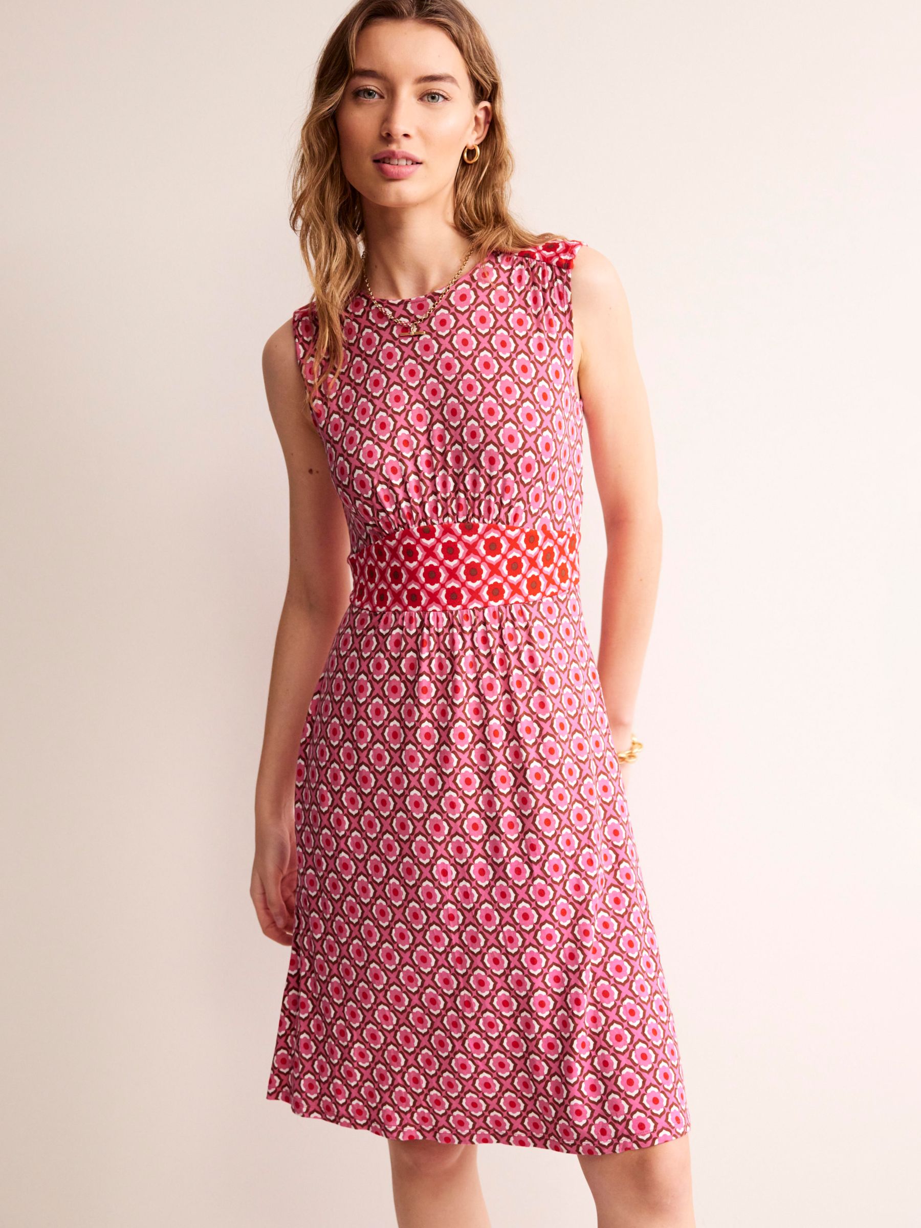 Buy Boden Thea Sleeveless Geometric Print Dress, Sunset Online at johnlewis.com