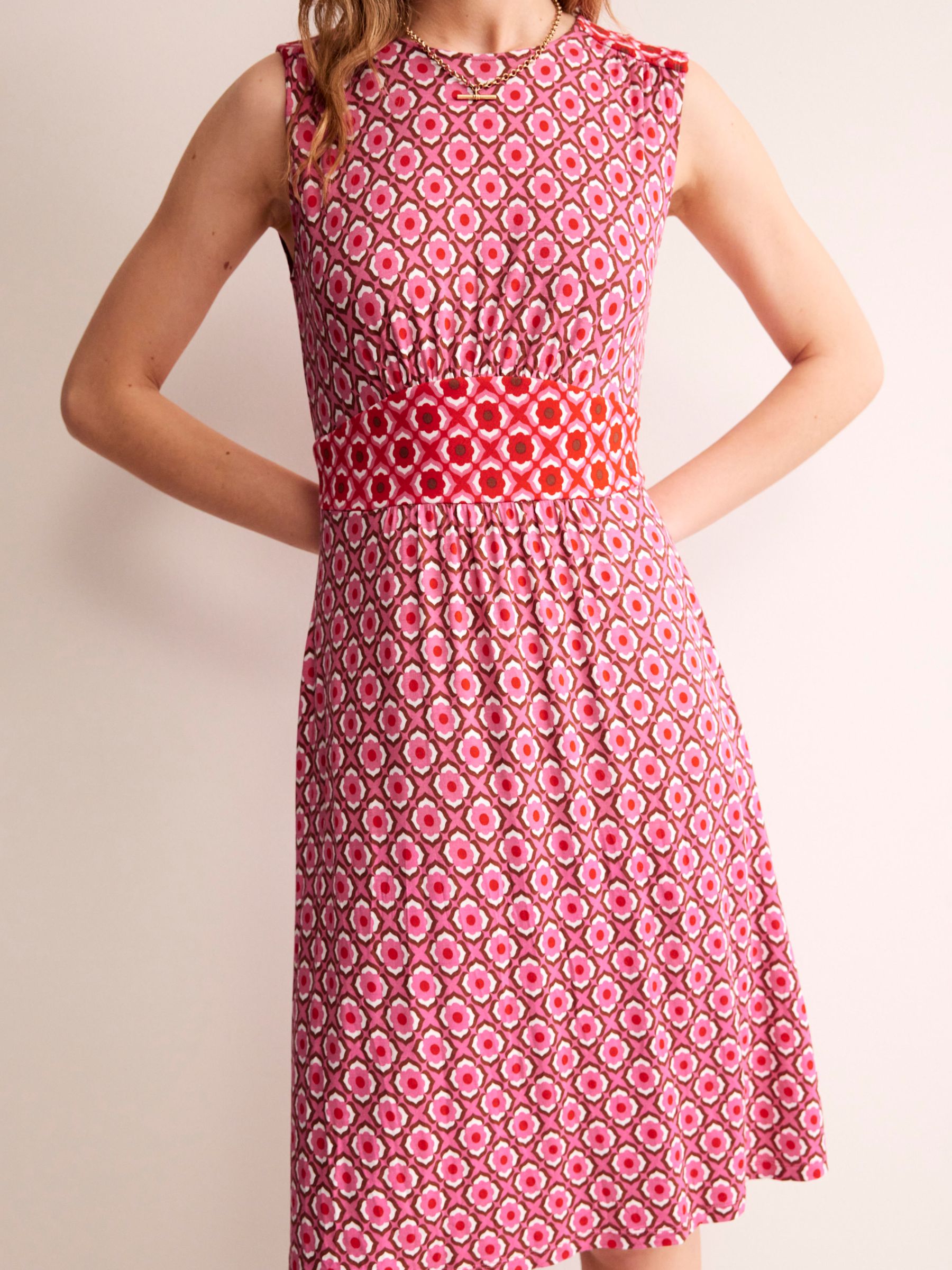 Boden Thea Sleeveless Geometric Print Dress, Sunset, 12