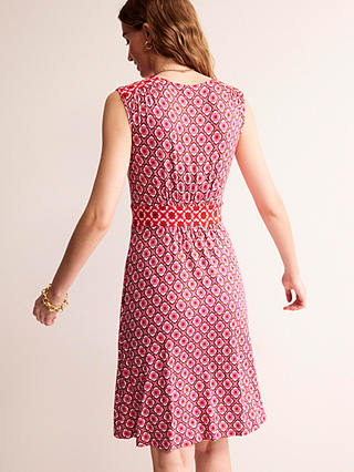 Boden Thea Sleeveless Geometric Print Dress, Sunset