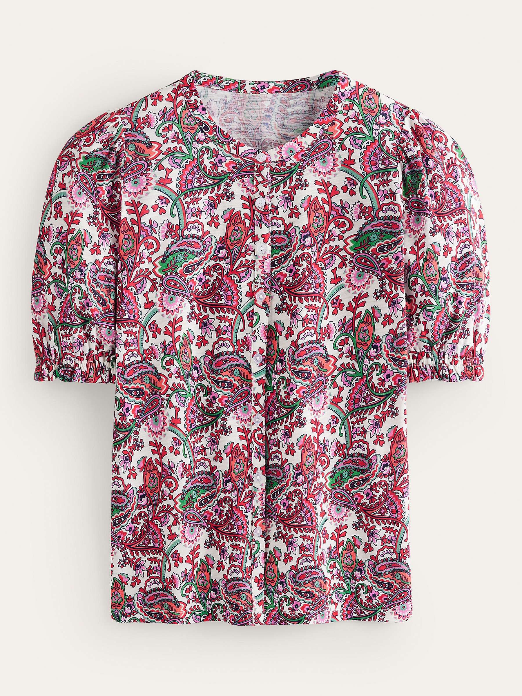 Buy Boden Dolly Puff Sleeve Jersey Shirt, Multi Fantastical Online at johnlewis.com