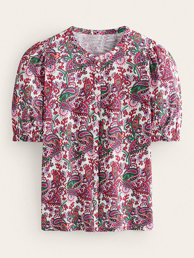 Boden Dolly Puff Sleeve Jersey Shirt, Multi Fantastical